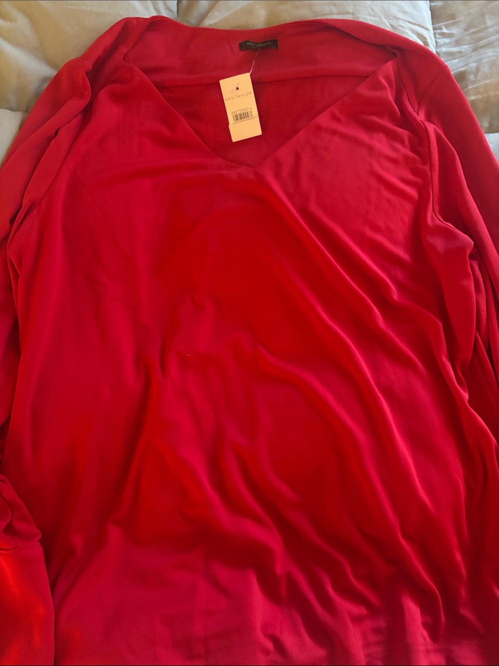 Ann taylor Bright Red V-Neck Long Sleeve Top